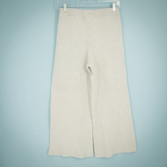 Free People Beach Size XS Gray Hailee Sweater Knit Pull On Wide Leg Cotton Pants - Picture 3 of 7